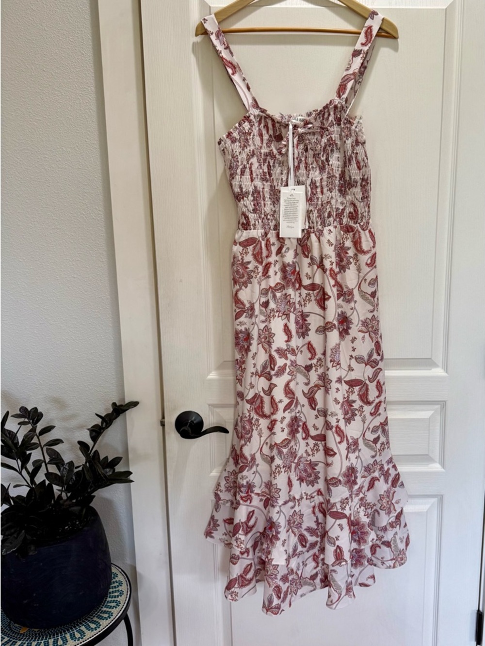 Grace Karin Lined Sundress with Pink & Rusty Red Floral Print Size Large NWT